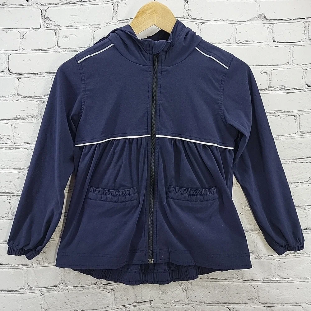 Hanna Andersson Jacket Girls Sz 130 Blue Hooded Zip Up‎ Size 8